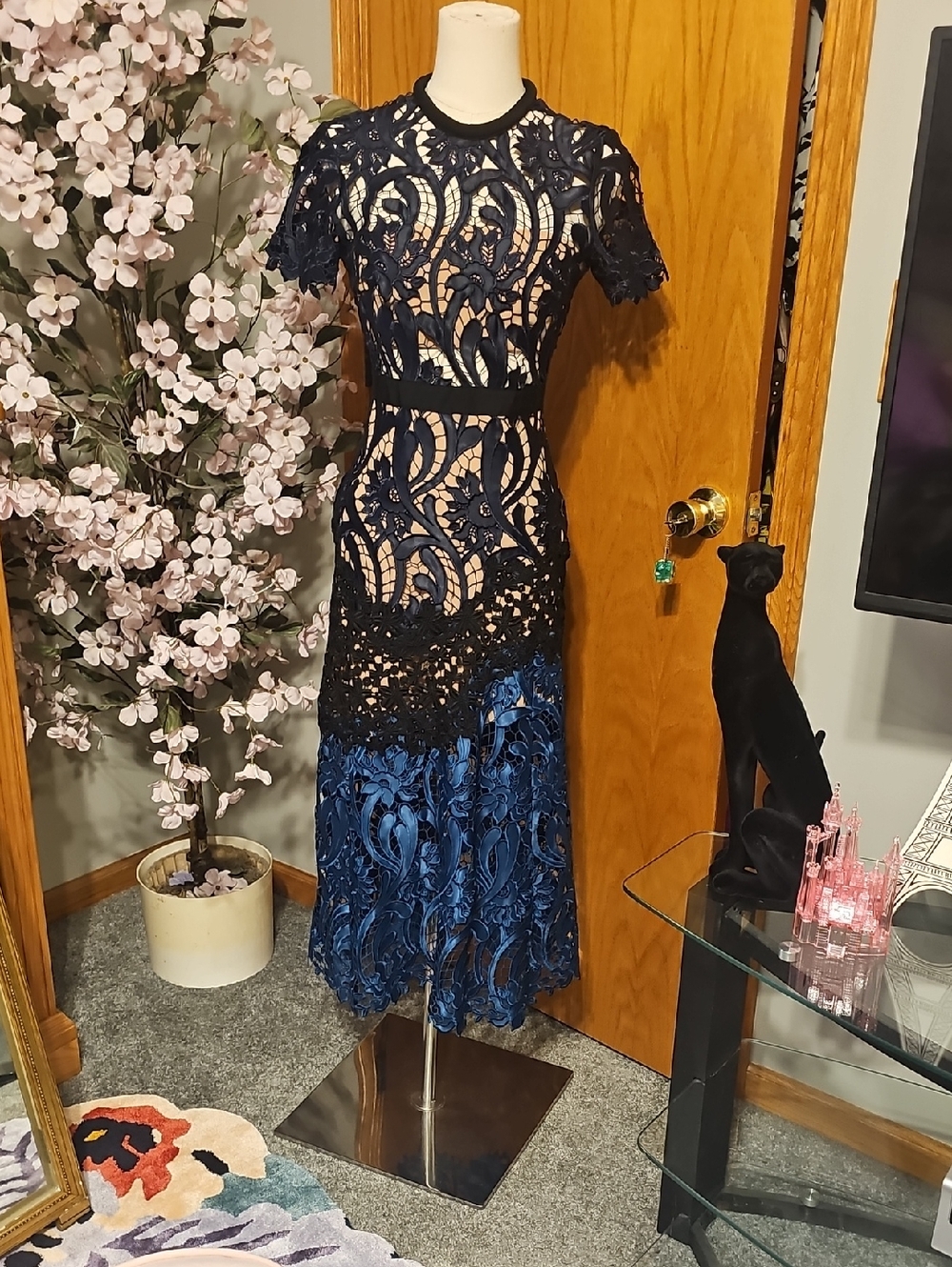 Self Portrait Sheer Panel Lace Dress
